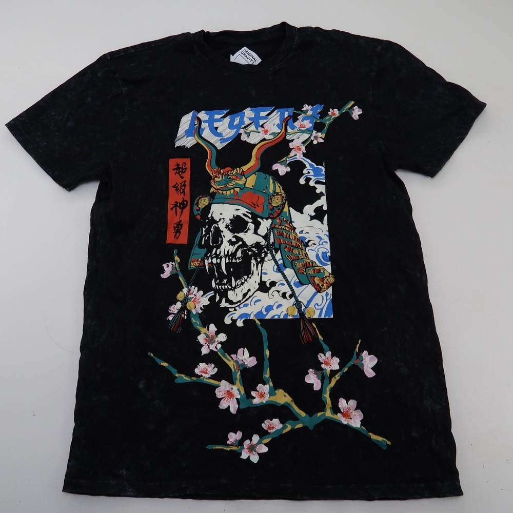Original Gravity Tee Shirt Marbled Skull Abstract Print Adult M Black Asian